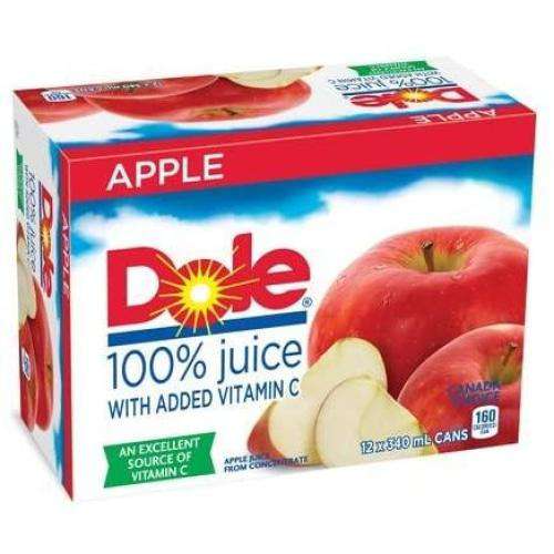 Dole - 100% Apple Juice - 12 x 340 ml - Bulk Mart