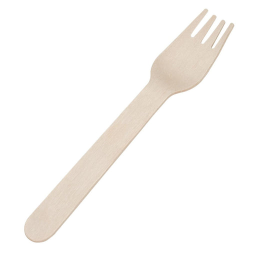 ECO PLUS - Compostable Birch Wood Fork Unwrapped Natural - 20 x 100/Case - Bulk Mart