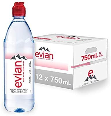 Evian - Natural Spring Water Plastic Sport Cap - 12 x 750 ml - Bulk Mart