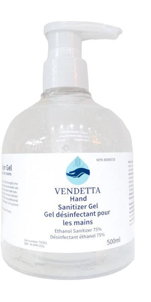 Vendetta - Hand Sanitizer Gel with Pump - 500 ml - Bulk Mart