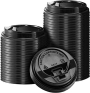 10-24 Oz - 90mm Dome Latch Back Lids Black - 1000/Case