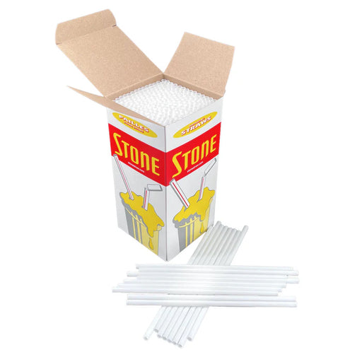 10" Regular Straws White Unwrapped 11500 - 9 x 500/Case
