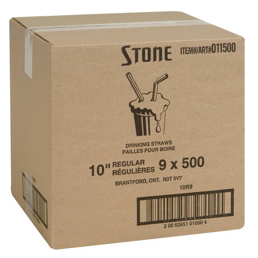 10 Inch Regular Straws White Unwrapped 11500 - 9 x 500