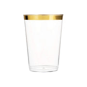 10 Oz Clear Plastic Cup With Gold Rim 