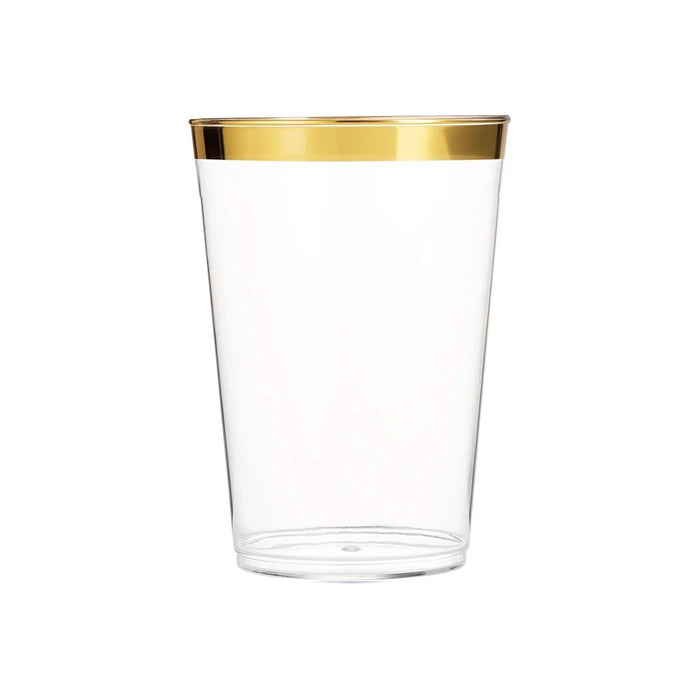 10 Oz Clear Plastic Cup With Gold Rim 