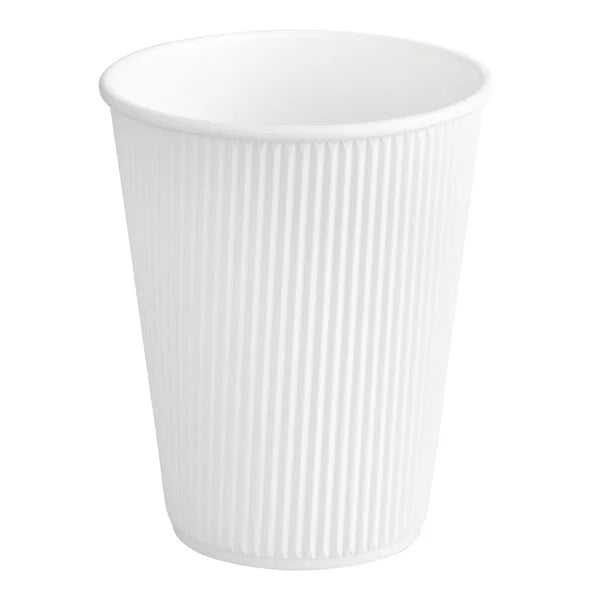 12 Oz Hot Paper Ripple Cup White With Insulated Double Wall 125/Pack ...