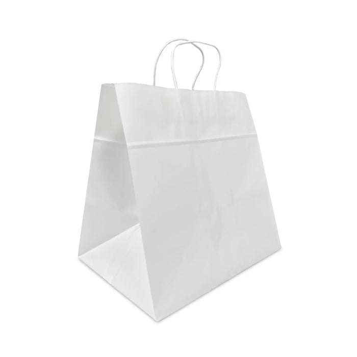 DURA - 8" x 4.5" x 10.75" White Paper Bag With Handle - 250/Case