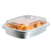52 Oz Foil Container Silver Base With Clear Lids
