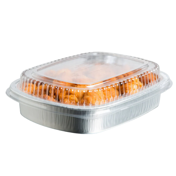 22 Oz Foil Container Silver Base With Clear Lids