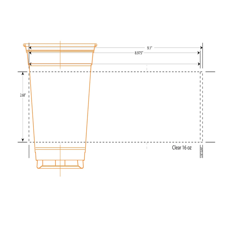 16 Oz Customizable Clear Cold Cups 98mm Rim - 1000/Case