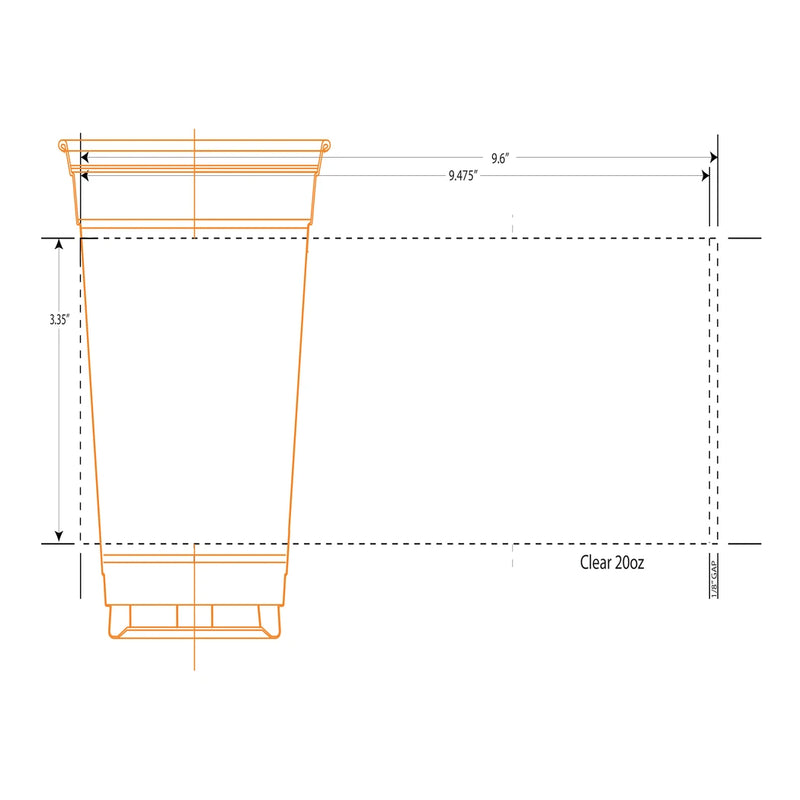 20 Oz Customizable Clear Cold Cups 98mm Rim - 600/Case