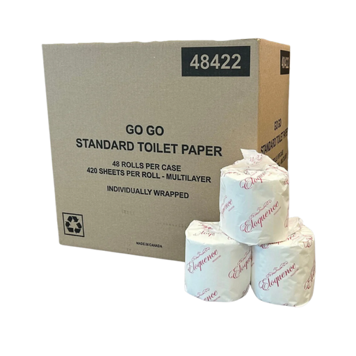 2 Ply Standard Toilet Paper Roll Wrapped, Multilayer 420 Sheets - 48 Rolls