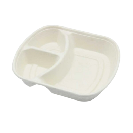 32 Oz Rectangular Bagasse Container 3 compartment