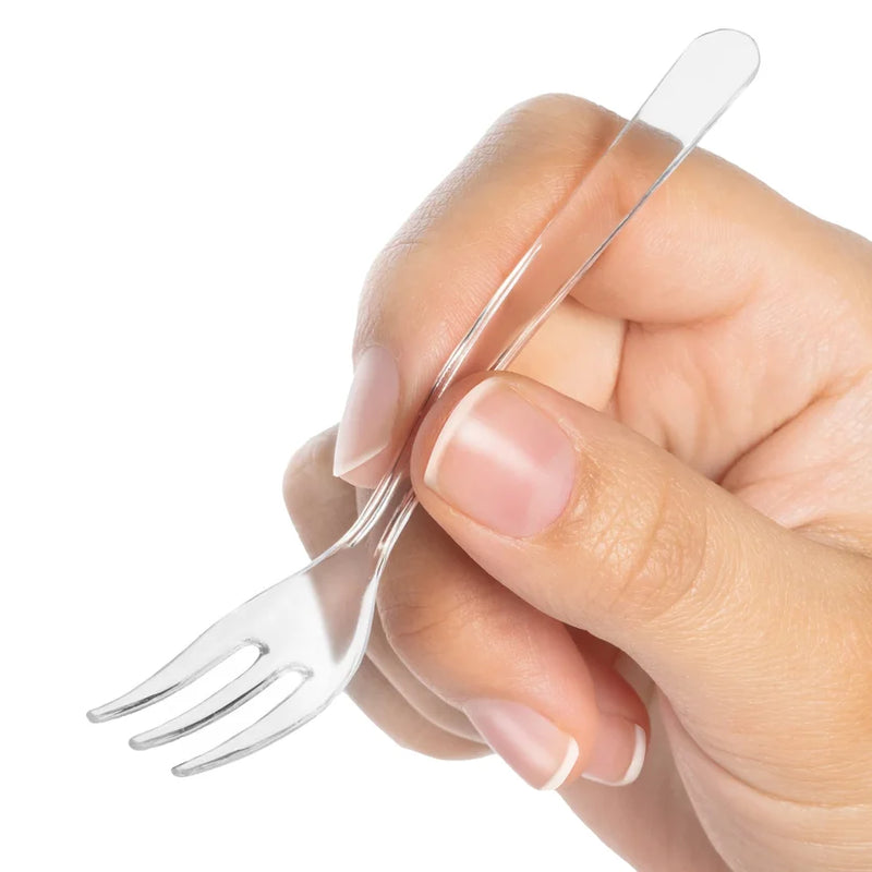 4" Mini Plastic Forks Clear - 1000/Case