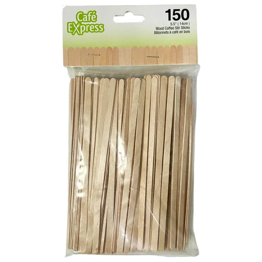 5.5 Round Tip Wooden Coffee Stir Sticks - 150