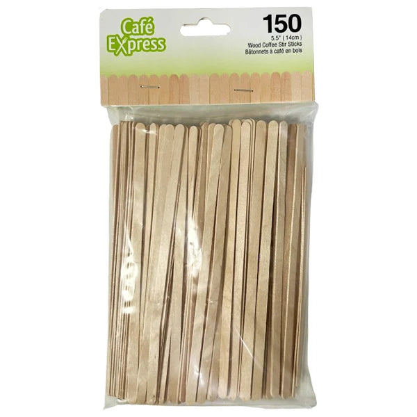 5.5" Wooden Coffee Stir Sticks Round End - 24 x 150/Case