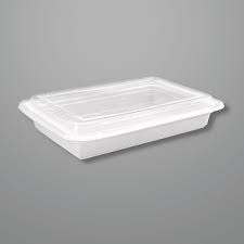 DURA - 58 Oz - Microwavable White Rectangular Container + Clear Lid - 120 Sets