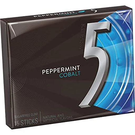 5 Gum - Peppermint Cobalt Sugar Free Gum 15 Sticks - 10 Packs