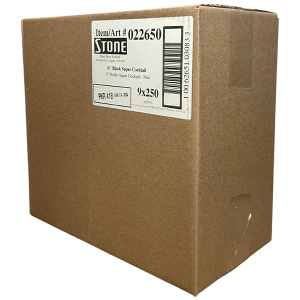 6" Cocktail Straws Black Unwrapped 022650 - 9 x 250/Case