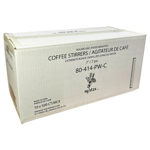 7 inch Paper Wrapped Wooden Coffee Stirrers 10 x 500
