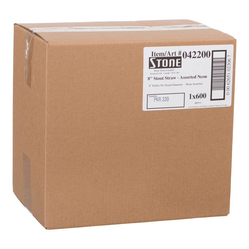 8 Inch Bubble Tea Straws Mixed Neon Unwrapped - 600