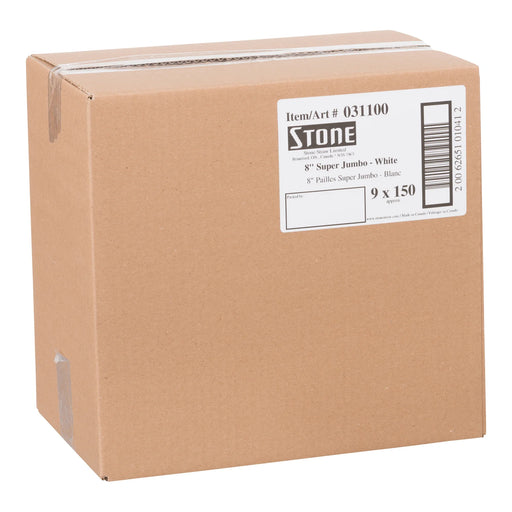 8 Inch Super Jumbo Straw White Unwrapped 031100 - 9 x 150