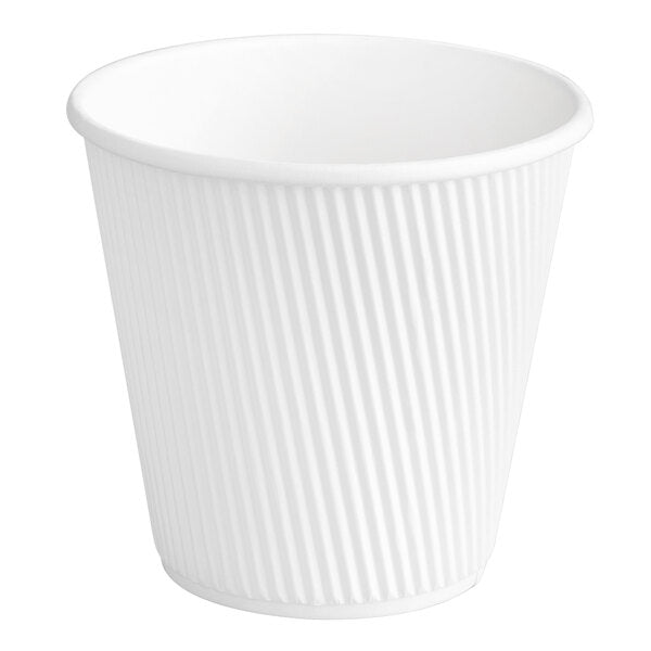8 Oz Hot Paper Ripple Cup White With Insulated Double Wall - 5 x 25/Pack