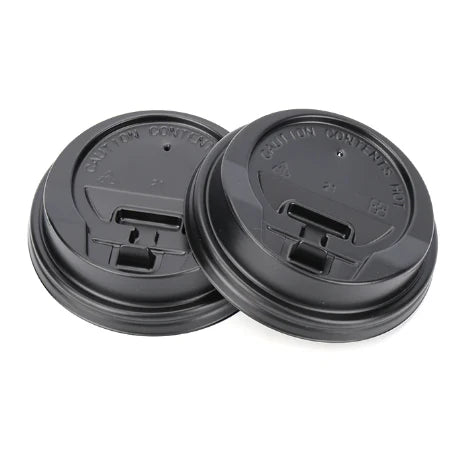 10-24 Oz - 90mm Dome Latch Back Lids Black 