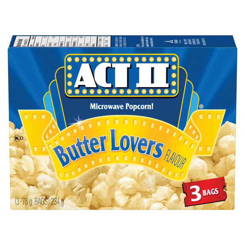 ACT II - Microwave Popcorn Butter Lovers Flavour - 3 x 78g