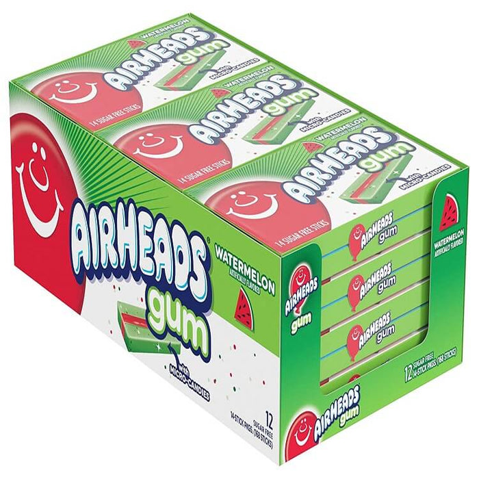 Airheads Sugar Free Gum Watermelon 14 Pcs 12 Packs