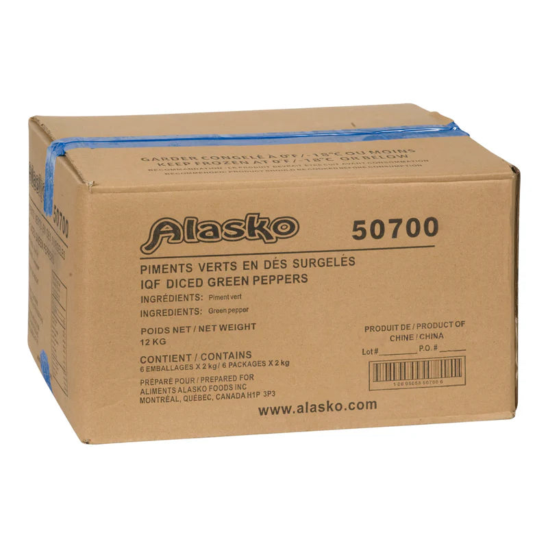 Alasko - IQF Green Pepper Diced 50700 - 6 x 2 Kg