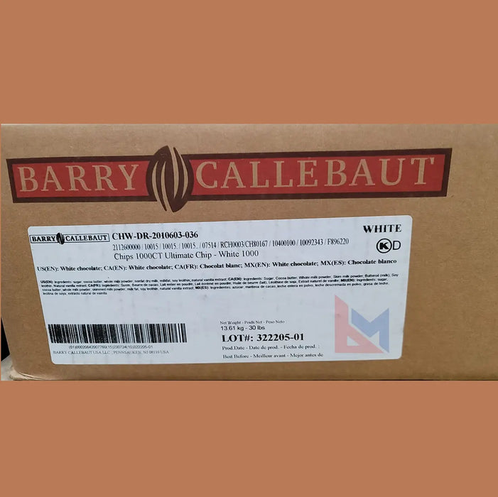 Barry Callebaut - Ultimate White Chocolate Chip 1000 Count - 30 Lbs