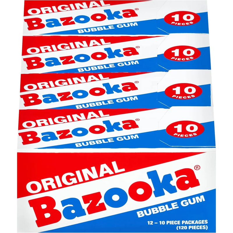 Bazooka - Wallet Pack Bubblegum Original & Blue Raspberry 10 Pcs - 12 Packs