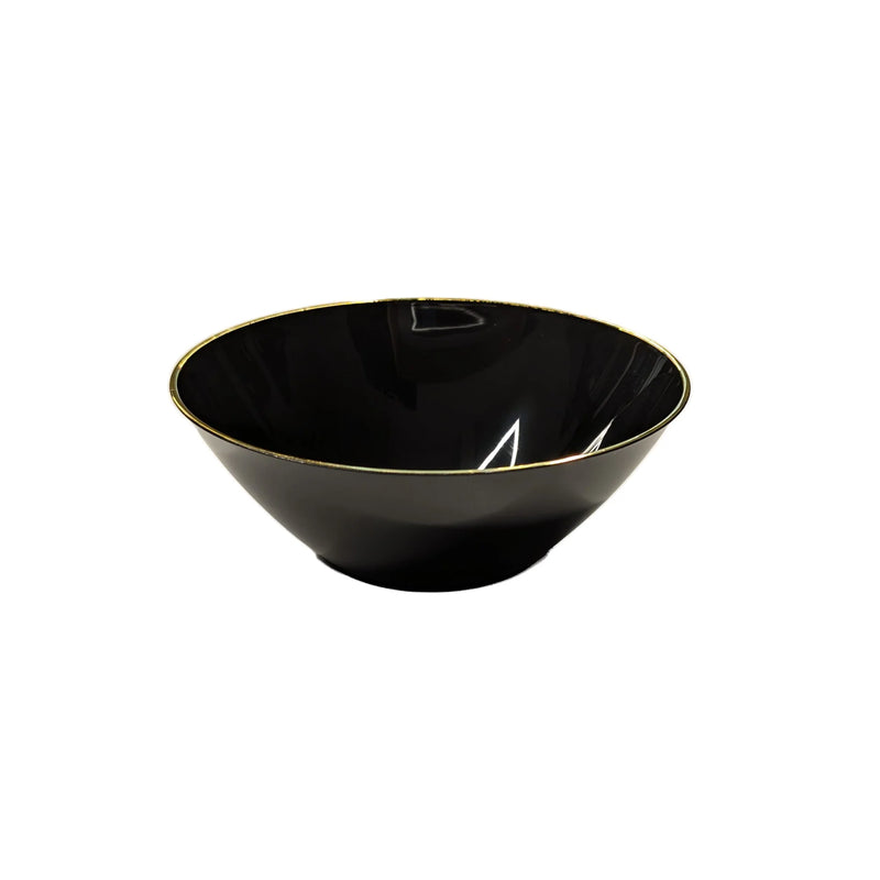 Black Plastic Bowls With Gold Rim 6 Oz - 120/Case