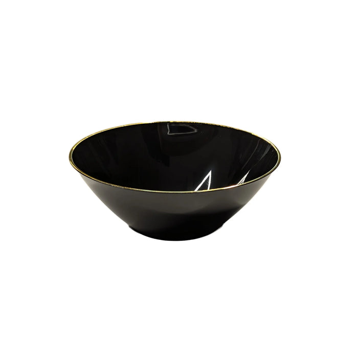 Black Plastic Bowls With Gold Rim 6 Oz - 10/Pack