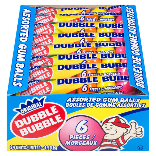 Bubble Double - Assorted Gum Balls Original 6 Pcs - 24 Packs