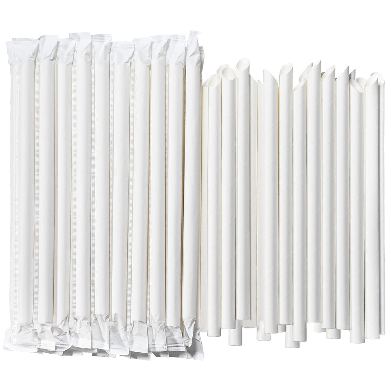 Bubble Tea wrapped Paper straws white pointed edge