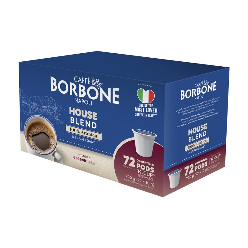 Caffe Borbone House Blend Coffee K-Cup Pods - Pack of 72