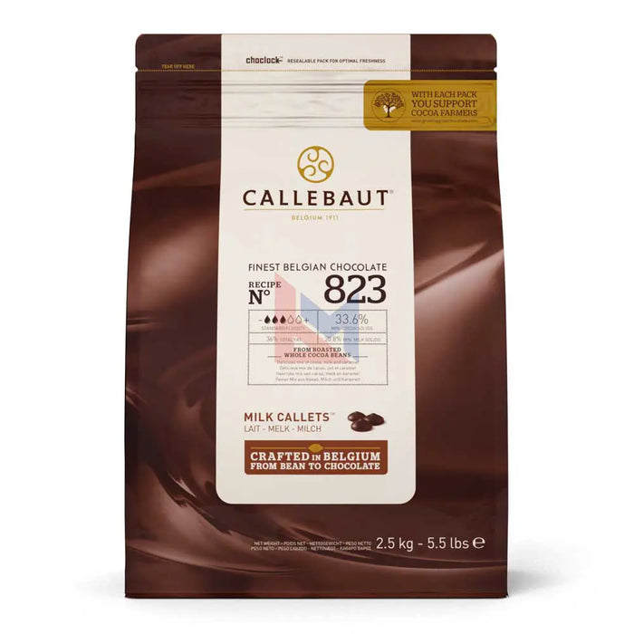 Callebaut - 823 Callets de chocolat au lait belge les plus fins 33,6% - 2,5 Kg