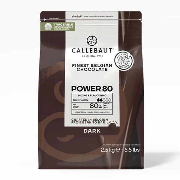 Callebaut - Power 80 Finest Belgian Dark Chocolate Callets 80% - 2.5 Kg