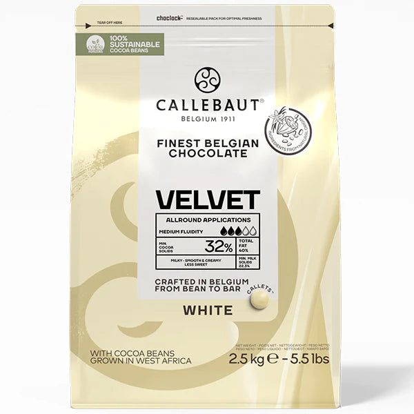 Callebaut - Velvet White Chocolate Callets 32% - 8 x 2.5 Kg