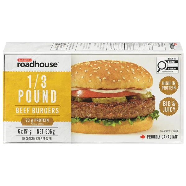 Cardinal - Roadhouse Third Pound Beef Burger 6 x 151 g - 6 Packs