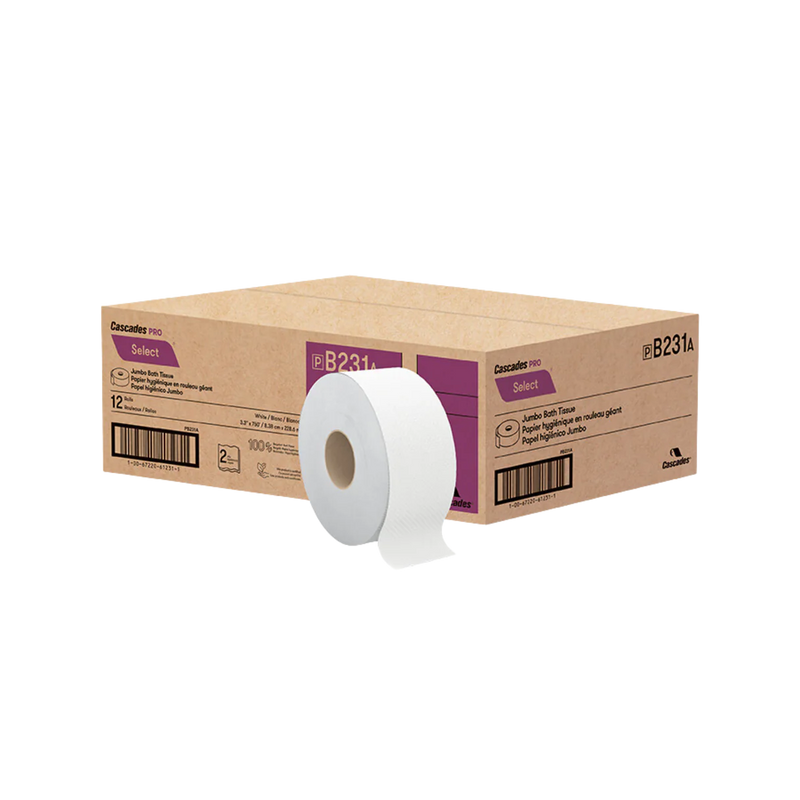Cascades B231 - Select Jumbo 2 Ply Toilet Paper Roll 750' - 12 Rolls