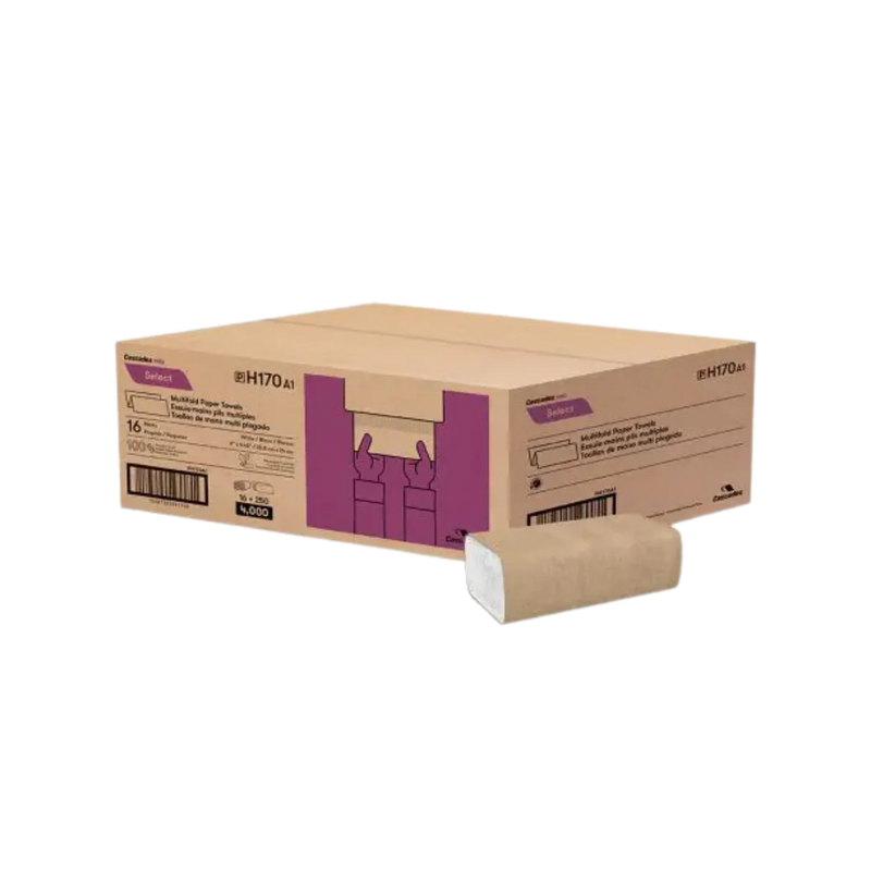 Cascades Pro H170 - White Multifold Hand Towel 9" x 9.45" - 4000 Sheets