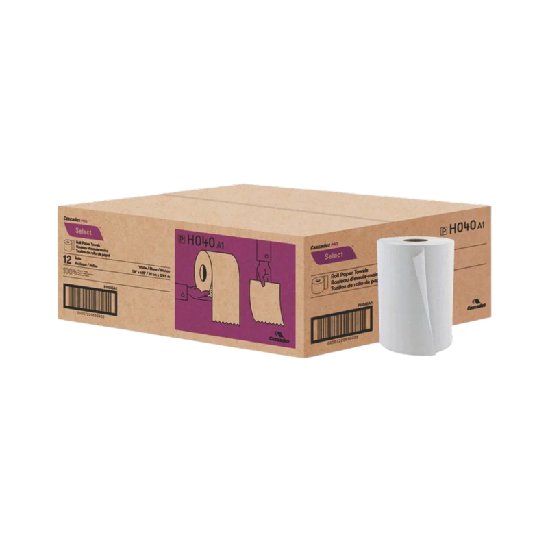 Cascades Pro Select - H040 - White Hand Paper Towel Roll 8" x 425' - 12/Case