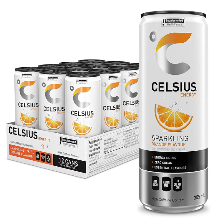 Celsius - Sparkling Orange Energy Drink - 12 x 355 ml