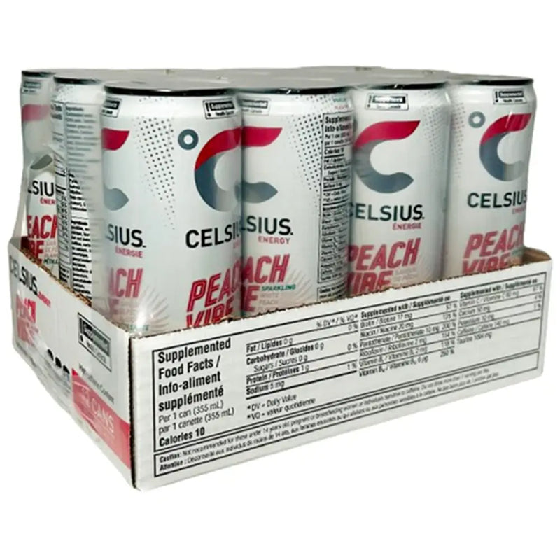 Celsius - Sparkling Peach Energy Drink - 12 x 355 ml