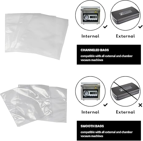 8" x 12" Channeled Vacuum Bags For Chambers & External Sealers 100 Pack
