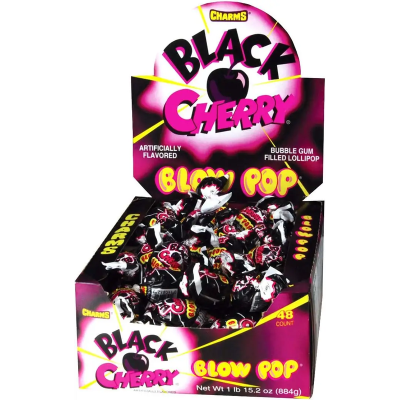 Charms - Blow Pop Black Cherry Lollipops - 48 x 18g