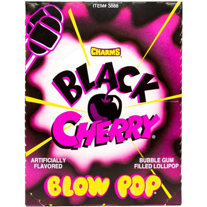 Charms - Blow Pop Black Cherry Lollipops - 48 x 18g